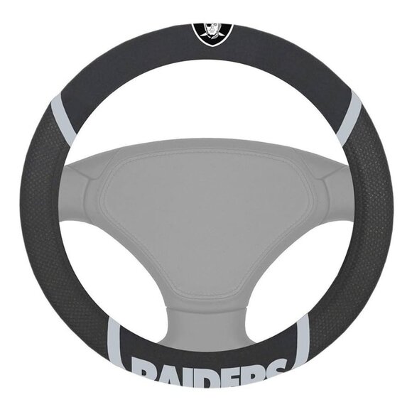 NFL Los Vegas Raiders Poly-Suede on Mesh Steering Wheel Cover by Fremont Die - Picture 1 of 1